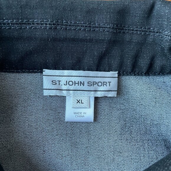 St John Sport Sz XL Black Denim Jean Jacket - Picture 6 of 8